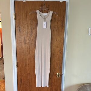 CKJeans Cream Ribbed Jersey Dress